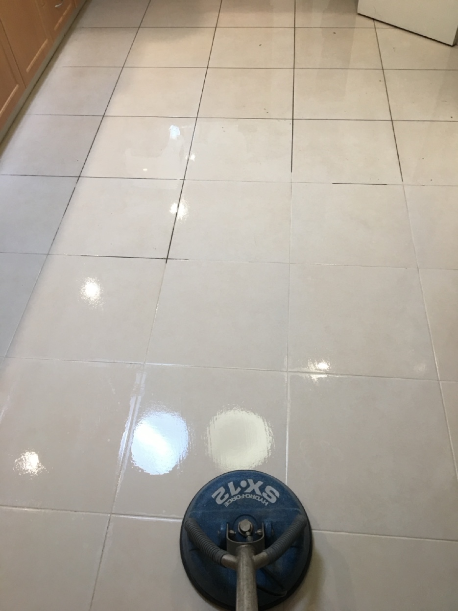 Clean tile floor result after professional cleaning